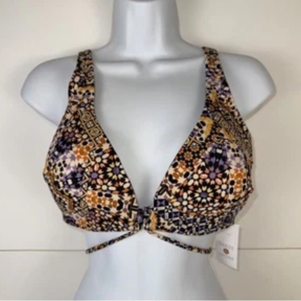 Shade & Shore Bikini Top Geometric 38D Multi Lightly Lined Swim Women